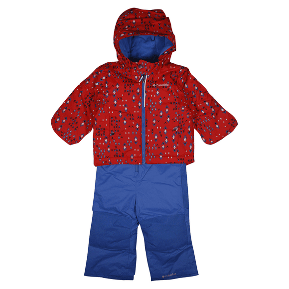Columbia Boy's Red Diamond Print Outgrown Frosty Slope 2PC Jacket & Bib Winter Set