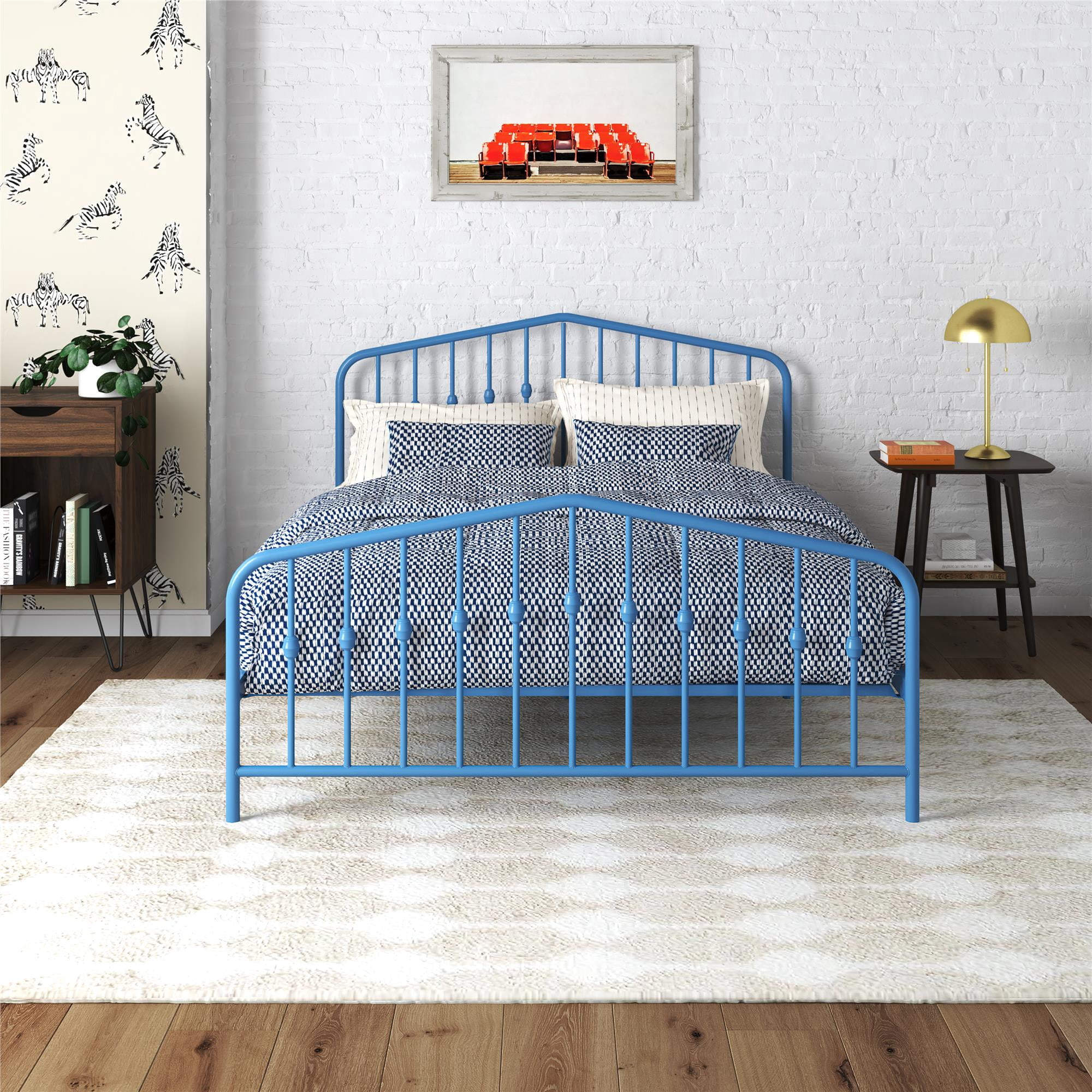 Novogratz Bushwick Metal Bed, Queen, Sea Blue