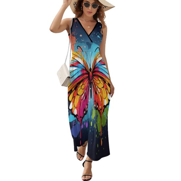 Watercolor Butterfly Vestido Sin Mangas Para Mujer, Traje De, Ropa De Cumpleaños, Verano
