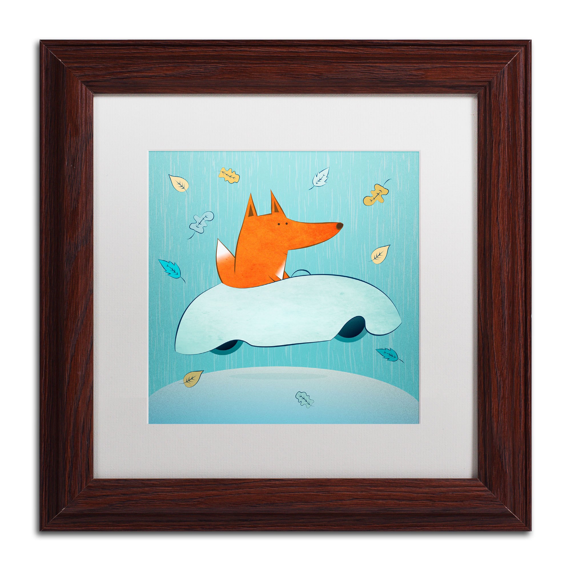 Carla Martell 'Fox in Car' Matted Framed Art