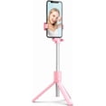 thumbnail image 3 of KOMI Selfie Stick, Extendable and Portable Stable Tripod Stand Holder with Detachable Wireless Remote Compatible with iPhone 14 13 12 for Selfies Video Recording Vlog, Pink, 3 of 5