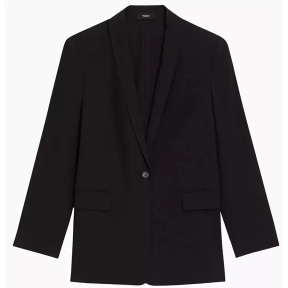 Theory womens Linen Rolled Sleeve Shawl Blazer, 0