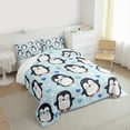 thumbnail image 3 of Manfei Cartoon Animal Lover Queen Comforter Set, Antarctic Penguin Print Bedding Comforter Set, Blue Love Heart Bedding Set, Super Cozy Room Decor, 3-Piece, 3 of 8