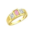 thumbnail image 3 of RYLOS Men's Rings 14K Yellow Gold Classic 6X4MM Oval Gemstone & Diamond Ring Pink Ice October Birthstone Rings For Men, Gold Rings Size 8, 3 of 7
