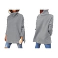thumbnail image 2 of Suéteres de Cuello Alto de Gran Tamaño para Mujer, Larga de Murciélago, Dobladillo Abierto, Túnica, Suéter de Punto, Tops Gris M, 2 of 5
