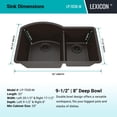thumbnail image 4 of 32" x 20" Quartz Kitchen Sink, Double Bowl Sink, Drop-in Sink, Undermount Sink, Granite Kitchen Sink, Galaxy Mocha Kitchen Sink with Grids, Basket Strainer and Flange by Lexicon Platinum  LP-7030-M, 4 of 8