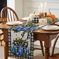 thumbnail image 3 of Polka Dot Blue Pumpkin Cotton Linen Table Runner, Washable Table Runners for Kitchen, Dining Room, Holiday, Home Party Table Decor, 13x48 Inches, 3 of 9