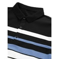 thumbnail image 3 of INSPIRE CHIC Men's Shirts Striped Polo Shirts Short Sleeve Color Block Golf T-Shirts Black White Blue S, 3 of 5