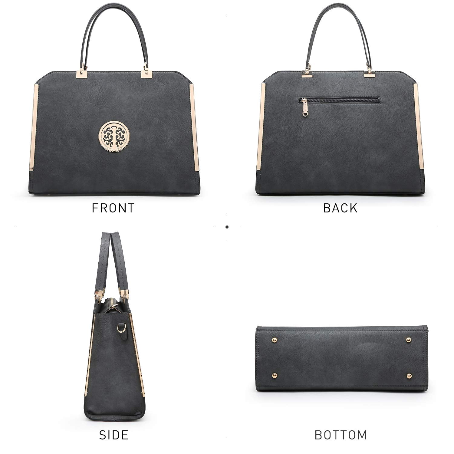 Dasein Women Large Satchel Handbag Shoulder Purse top Handle Work Bag Tote with Matching Wallet