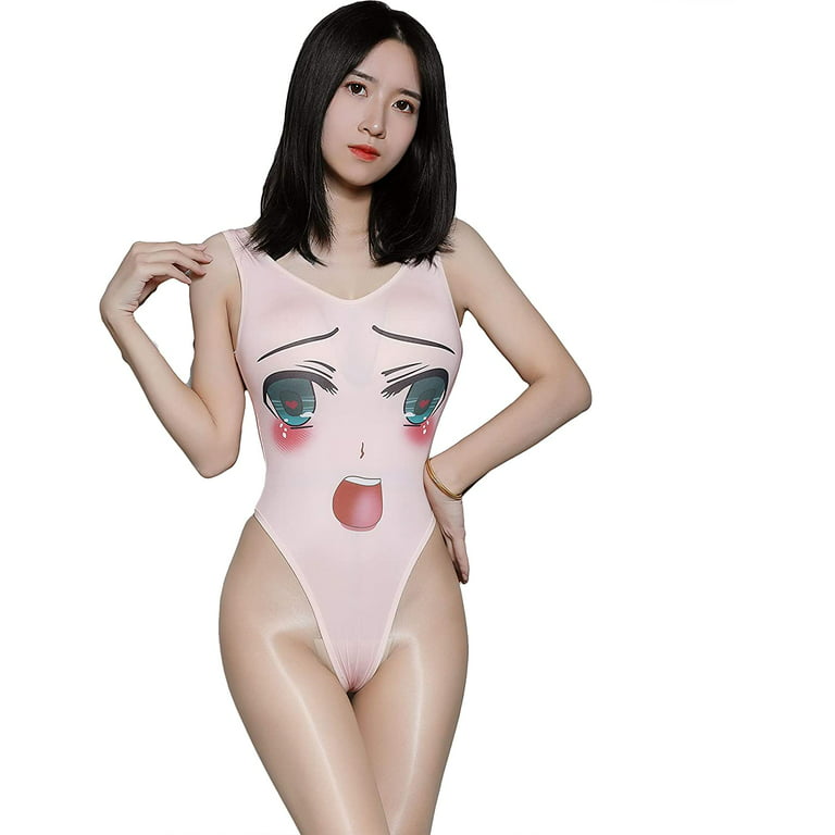 Women's One-Piece High Waist Bathing Suit Superhero Anime Lingerie Cosplay  Costume Party High Neck Tight Bodysuit Top 