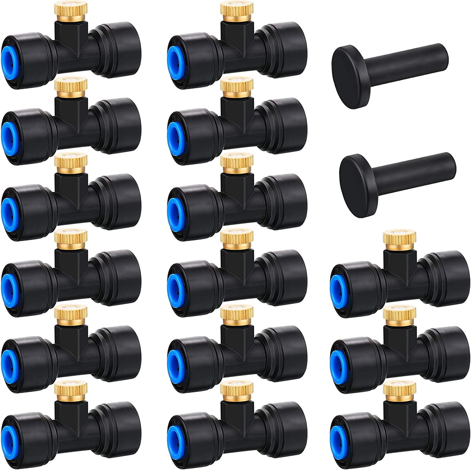 15 Pieces Brass Misting Nozzles 1/4 Inch Slip Lock Mister Nozzles