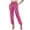 Hot Pink, variant on Women's Fashion Color Elastic Waist Pocket Shiny Pencil Pants Loose Leg Tight Casual Pants, Size S-2XL