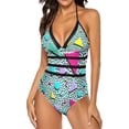 thumbnail image 2 of NICKSUN Maillot de Bain une Pièce pour Femmes Contrôle du Ventre Maillot de Bain Modeste Col en V, 2 of 9