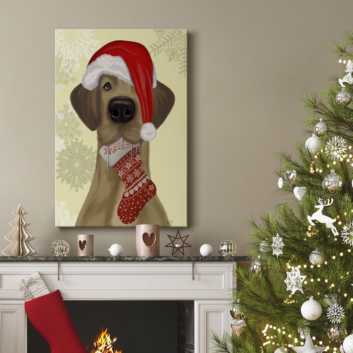 Christmas Drooly Christmas Dane- Gallery Wrapped Canvas
