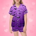 thumbnail image 2 of Shadoumai Satin Halloween Pajamas for Size 6 Button Down Graphic Print Short Sleeved Button Top Comfy 2 Piece Nightwear 2 Piece Satin Pajama Outfits, 2 of 8