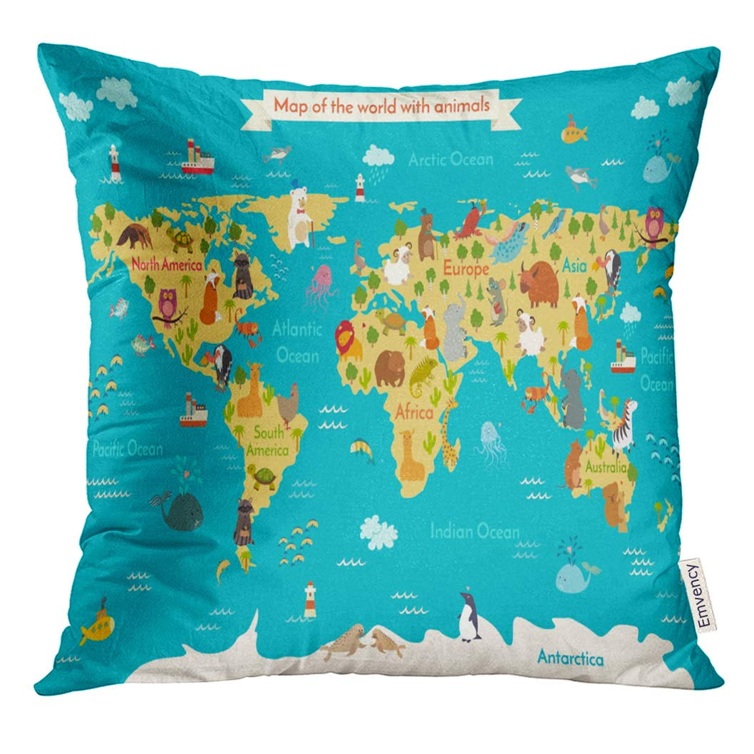RYLABLUE Cute World Map Preschool Baby Continents Oceans Drawn Earth