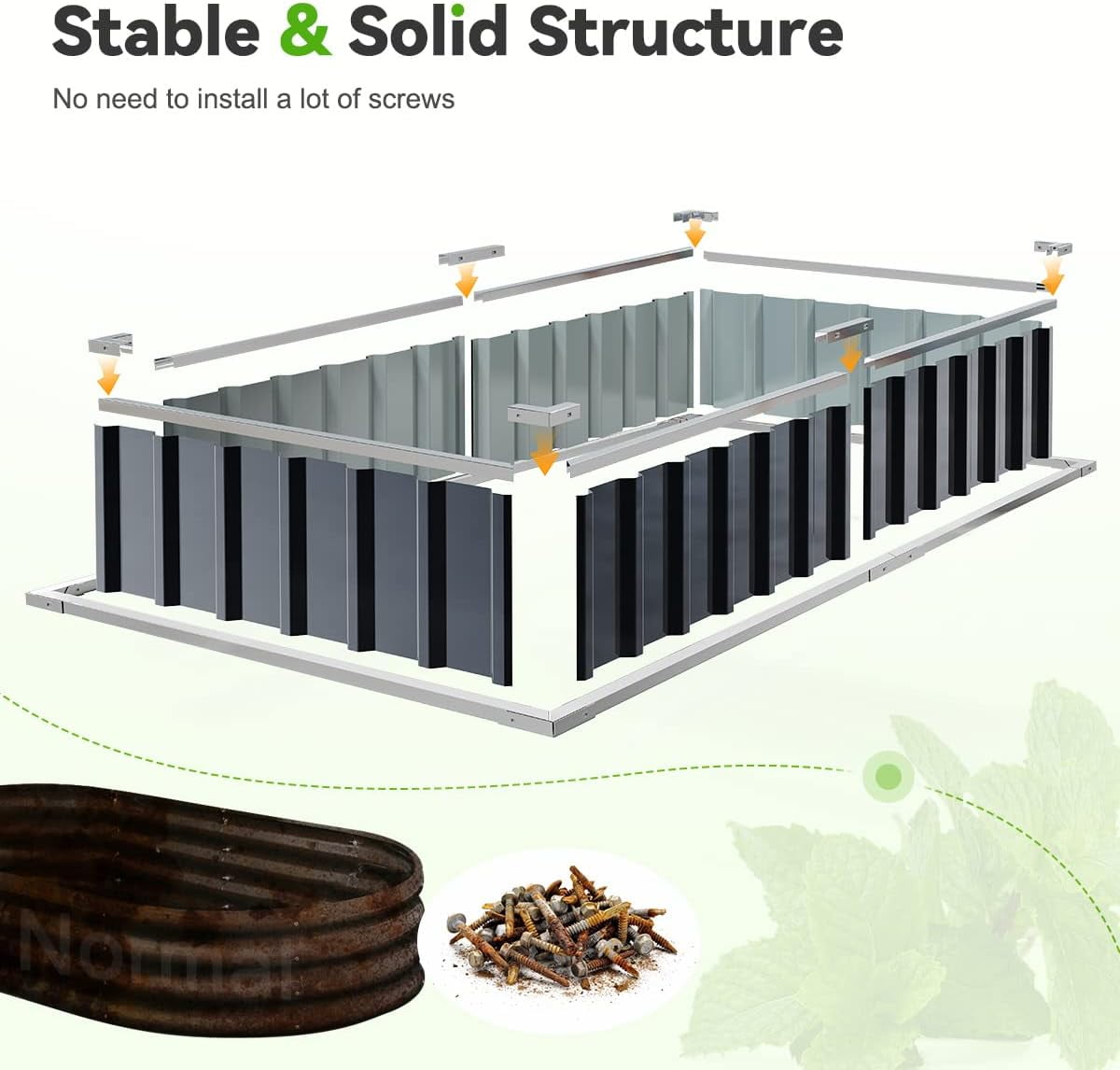 KING BIRD Raised Garden Bed 101"x 36"x 12" 4 Installation Methods Planter Kit Box (Dark Grey)