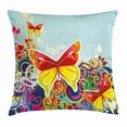 thumbnail image 1 of Colorful Throw Pillow Cushion Cover, Butterflies and Floral Ornamanets Fantasy Design Colorful Vibrant Wings Artwork, Decorative Square Accent Pillow Case, 24 X 24 Inches, Multicolor, by Ambesonne, 1 of 2