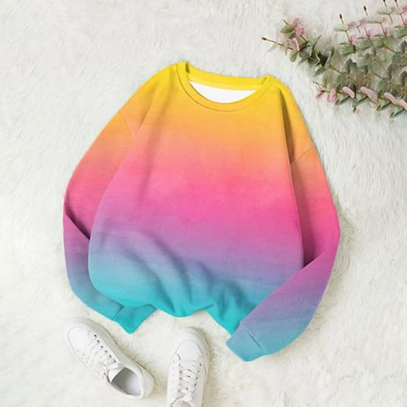 CaiJunJia Sweatshirts for Womens Fall Oversized Sweatshirt For Women's Crew Neck Pullover Tops Winter Fashion Trendy Tie dye Sweat Shirts