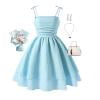 thumbnail image 2 of KONDYS Summer Girls Solid Color Dress With Bow Knot Sweet Sleeveless For Kids Beautiful Casual Girl's Princess Dress, 2 of 4
