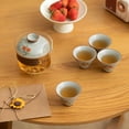 thumbnail image 4 of Travel Tea Set Portable Travel Ceramic Tea Pot Set Chinese Gongfu Tea Set, 1 Pot 4 Cups with Portable Bag for Outdoor Picnic Camping,Persimmon Design Mean All The Best, 4 of 8