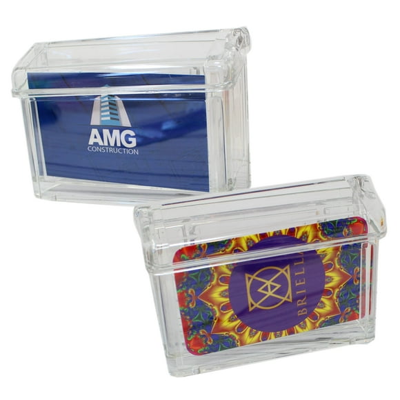 Business Card Holder with Cover Outdoor Wall Mounted Clear Acrylic Hinged (2 Pack)