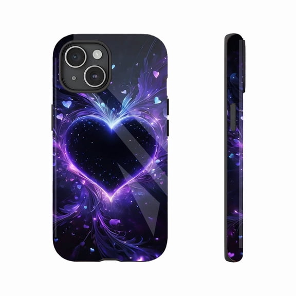 Magical Heart Wings Galaxy iPhone Case for Couples Valentines Day Gift Compatible with iPhone 11/12/13/14/15/16 (Pro Max/Plus) Durable Protective Shimmering Details