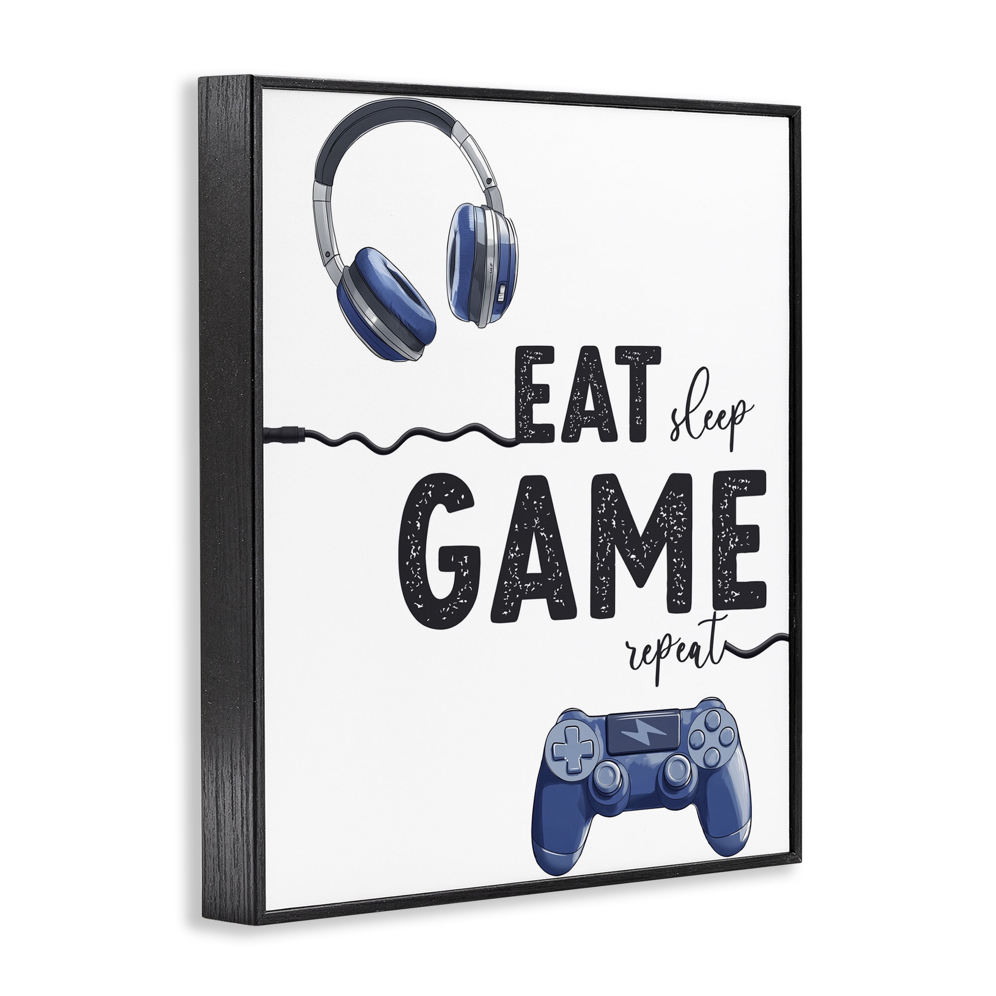 Eat Sleep Game Lifestyle Black Framed Giclee Art, design by Christine Simpson Art