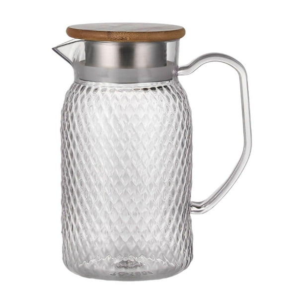 Jarra de agua para jugo, jarra de agua con boquilla para hotel, jarra de agua para PC, anticaída, para té helado tapa de bambú