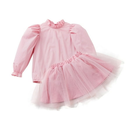 

ASEIDFNSA Belly Shirts for Kids Baby Girl Baby Clothes Baby Girls Cotton Autumn Long Sleeve Romper Bodysuit Tulle Skirts Set Clothes