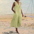 thumbnail image 3 of Vestido informal para mujer vestido con botones para mujer con bolsillo ropa de vacaciones Vintage FLhrweasw Nuevo, 3 of 9