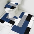 thumbnail image 3 of Navy Blue Black Grey Bath Mat 3 Piece Bathroom Rug Set, Modern Irregular Geometric Abstract Non Slip Bath Rug Contour Mat and Toilet Lid Cover, Absorbent Shower Mats Soft Bath Rugs and Mats Sets, 3 of 8