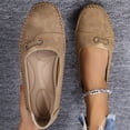 thumbnail image 6 of Women's Leather Soft-Soled Non-Slip Shoes,Womens Leather Lightweight Slip on Flat Walking Shoes,Comfortable Wide Round Toe Loafers for Work, Travel, Shopping and Everyday Wear 35, 6 of 9