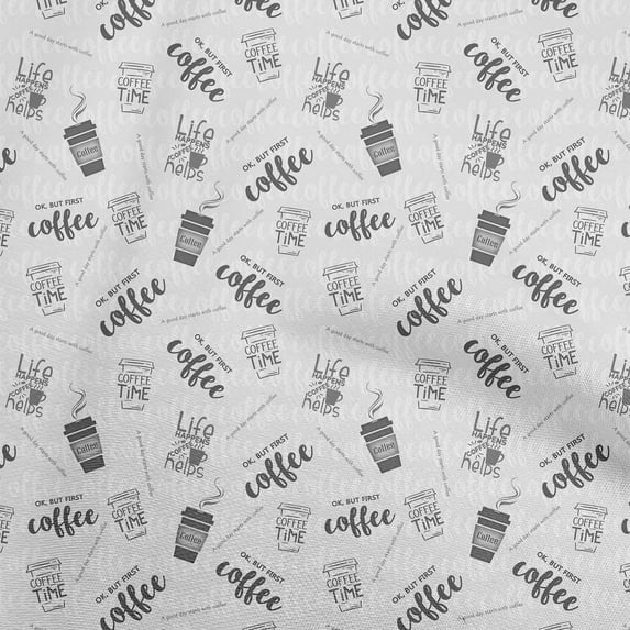 oneOone Cotton Poplin Twill Gray Fabric Text Fabric For Sewing Printed Craft Fabric By The Yard 56 Inch Wide