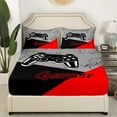 thumbnail image 3 of Erosebridal Gamer Bed Sheets Set And Gaming Bedding Set Video Game Controller Fitted Sheets 3Pcs Sheets Includes 1 Fitted Sheet & 1 Flat Sheet With 1 Pillowcase Red Black (Twin), 3 of 7
