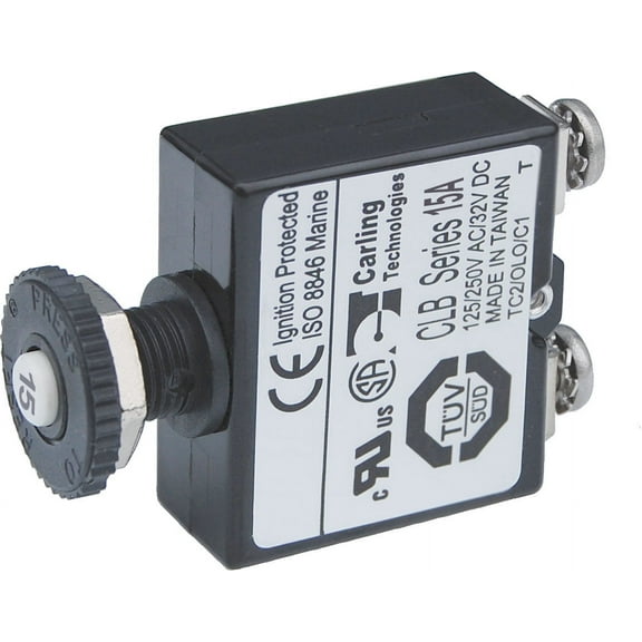 Blue Sea - 2133B-BSS Circuit Breaker Push Button 15A ST (1EA)