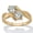 Yellow Gold-plated Sterling Silver, variant on 1.96 Cttw Cubic Zirconia 14k Gold-plated Sterling Silver 2-Stone Bypass Ring
