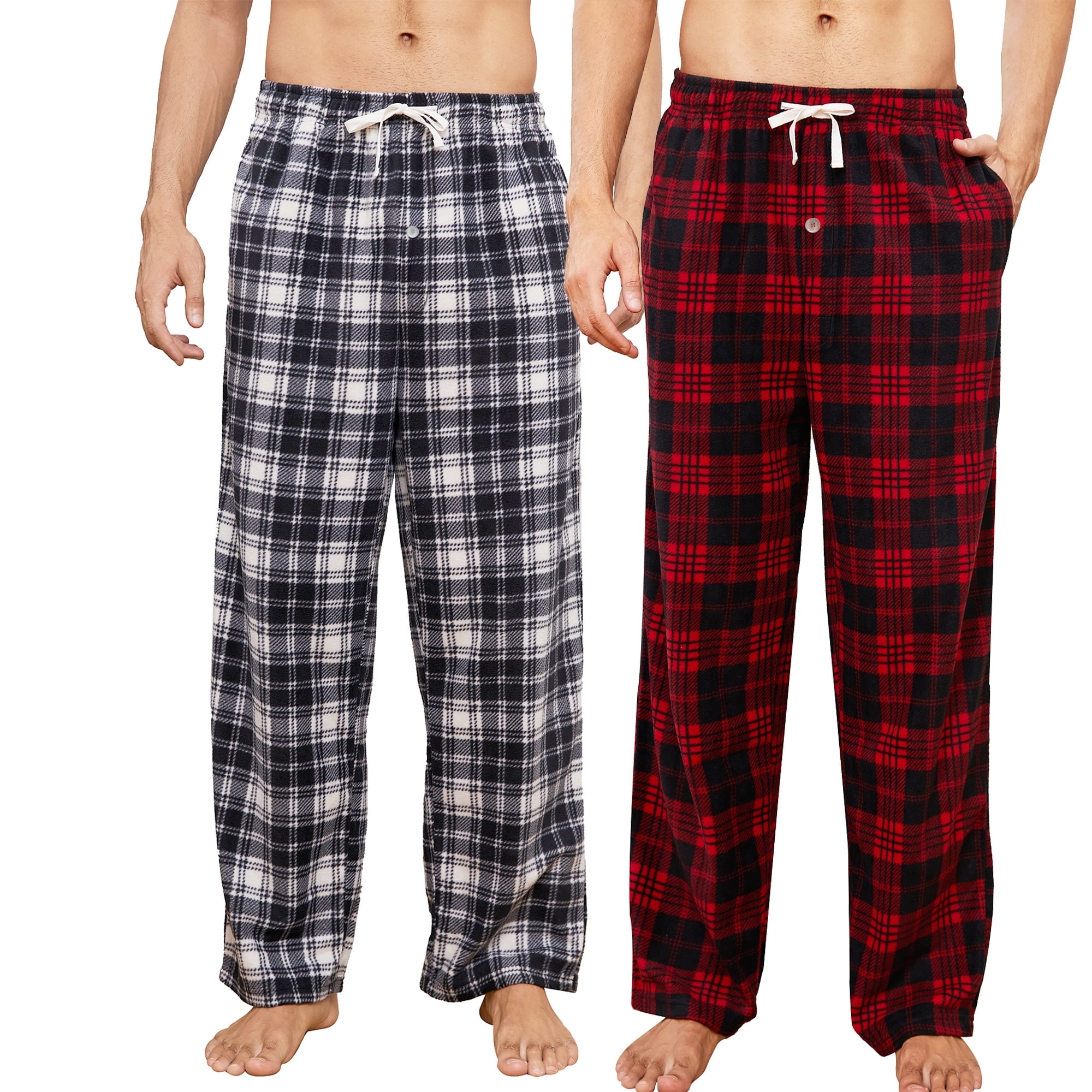 DG Hill Mens Pajama Pants, Fleece Lounge Pants Sleepwear Plaid PJs