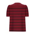 thumbnail image 5 of JTZGDY Womens Summer Tops Casual Puff Short Sleeve Striped/Polka Dot Print Crewneck Tunic Blouse Trendy Oversized Graphic T-Shirts Fashion 2025 Clothes Wine#01 XL, 5 of 6