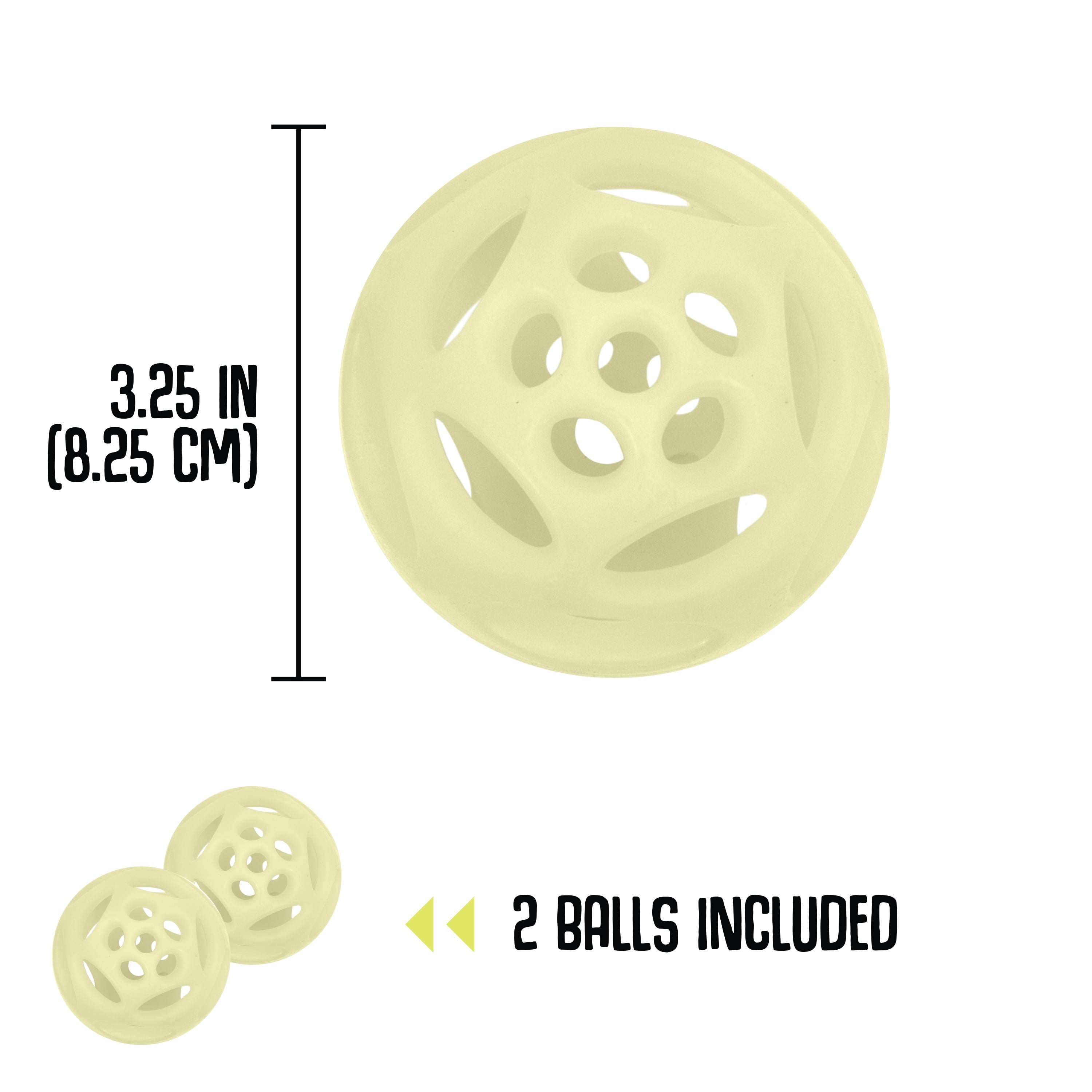 Chew King By Mammoth Glowing Fetch Ball, All-Natural Rubber Lattice Ball Dog Toy, Yellow, Medium, 2 Pack