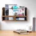 thumbnail image 2 of MyGift Magazine Holder Wall Mounted Rustic Burnt Solid Wood Double Wide Rack with Matte Black Metal Bar and Chicken Wire Decoration, Book Display Storage, 2 of 7