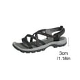 thumbnail image 4 of Black Women'S Easy-Wear Flat Sandals With Elastic Straps Ideal For Indoor And Outdoor Use, 4 of 9