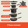 thumbnail image 2 of bella 9 Piece Ceramic Nonstick Cookware Set, Fits-anywhere, Stackable Design, Cool Touch Handles, Black, 2 of 7