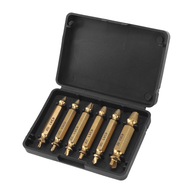 Ensemble d'Extracteurs à Vis Cassées, Acier Haute Vitesse, Kit d'Outils de Retrait 6 Pcs pour Vis Rayées, Peintes, Roulées Ou Rondes, Fonctionne avec n'Importe Quel Perceuse, Excellent Cadeau pour Hommes