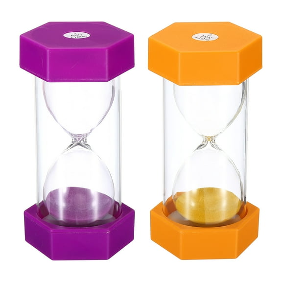 Uxcell 2 Min Sand Timer, 1 Set(2pcs)Small Sandy Clock, Sand Glass Purple, Orange
