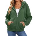 thumbnail image 5 of QIYAGBSA Hoodies for Women Zip Up Long Sleeve Hooded Sweatshirt with Drawstring Kangaroo Pockets Ribbed Cuffs Casual Fall Winter (Army Green, M), 5 of 5