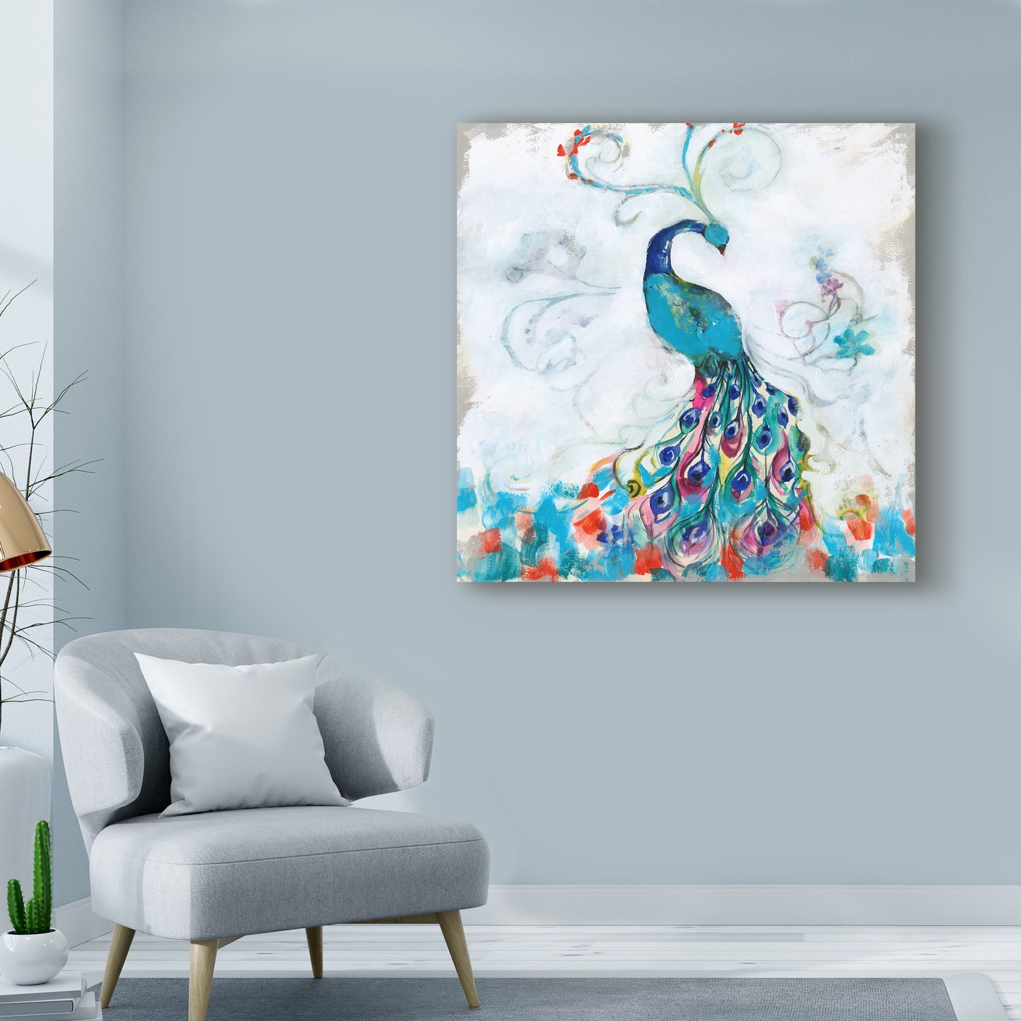 Trademark Fine Art 'Confetti Peacock I' Canvas Art by Jennifer Goldberger