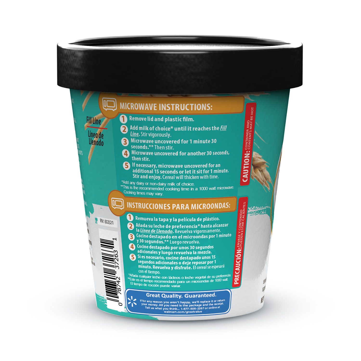 Great Value, Cream Of Farina, Instant Hot Cereal, 1.76 Oz