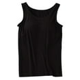 thumbnail image 3 of Womens Tank Tops With Built In Bra 2025 Summer Casual Crew Neck Sleeveless Cotton Padded Workout Tops Solid Color Breathable Casual Sports Tees Black S, 3 of 5