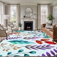 thumbnail image 2 of Spring Leaves Area Rugs Collection 5'x7', Watercolor Leaf Botanical Nature Light Blue Non Slip Indoor Rectangle Throw Runner Rug Floor Mat Carpet for Living Room Dining Table Bedroom Nursery, 2 of 9